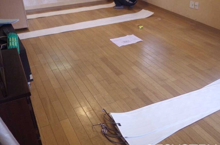割付図にしたがって、仮置きします